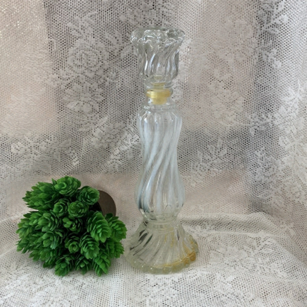 Vintage Avon Clear Candlestick empty. Wonderful Vintage Condition.